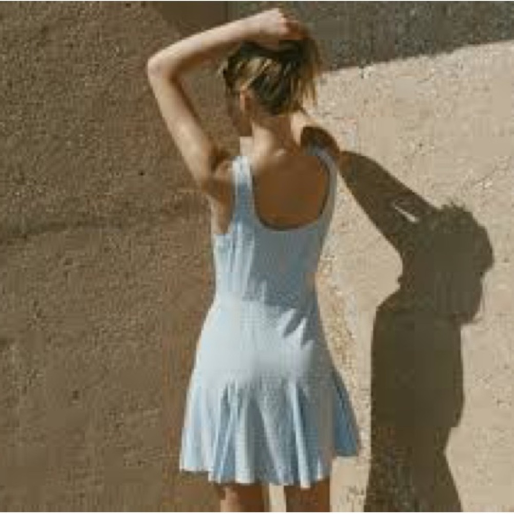 💋SOLD💋✨🪷🩵DÔEN ‘Porto’ Viscose Tank Short Mini Dress Cerulean Hillside Bloom - Picture 10 of 15